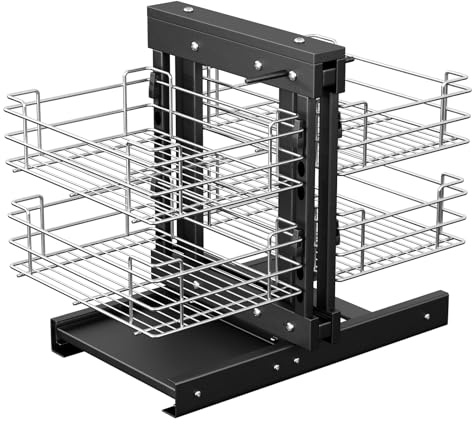 900mm Blind Corner Pull Out Organizer,2 Tier 4 Shelf Kitchen Cabinet Organizer, Chrome Carbon Steel Storage Basket, Left Open & Right Open Compatible,for Blind Corner Kitchen or Bathroom Cabinet