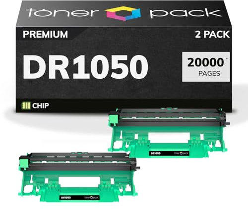 TONER PACK DR1050 Tambor de Imagen Compatible para Brother DR-1050 DCP-1510 DCP-1512 DCP-1610W DCP-1612W HL-1110 HL-1112 HL-1210W HL-1212W MFC-1810 MFC-1910 MFC 1910W (2 Unidades)