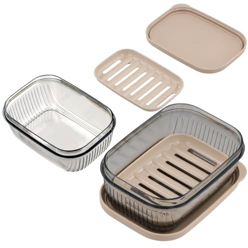 2 Pièces Boîte à Savon Portable de Voyage avec Couvercle, Porte Savon Voyage Etanche Salle de Bain, Travel Soap Dish Box, Boite Shampoing Solide, Savonnier pour Camping et Autres Activités Plein Air