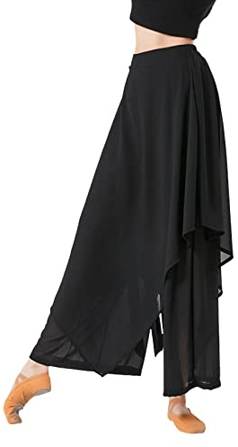 Pantaloni casual da donna Pantaloni da danza classica Pantaloni lunghi a gamba larga Pantaloni da allenamento per ginnastica e danza Gonna-pantalone ampia e fluente in chiffon da donna Costume da
