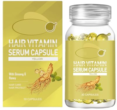 Capsule Di Siero Vitaminico Per Capelli, Capsule Di Olio Per Capelli Senza Risciacquo Per Donne, Per Capelli Secchi E Crespi (Giallo)