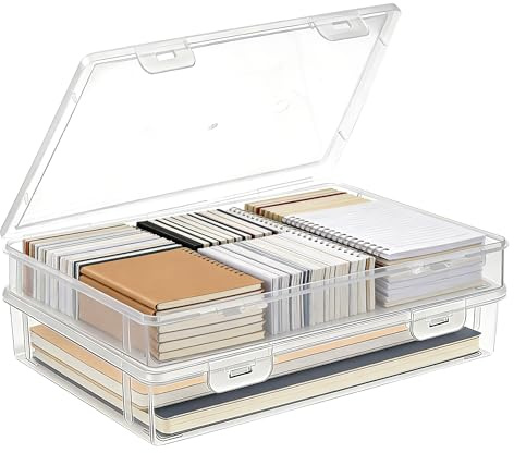 Zocipro 2Pcs Cajas Transparentes de Plástico A4, Caja Archivador Plastico Impermeable Archivos de Almacenamiento para Documentos Cartas Papel Revistas Libros (31x22x5 cm)