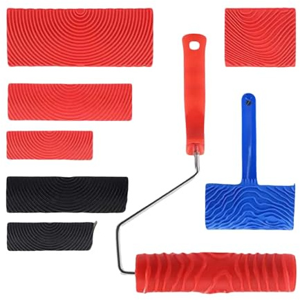Rullo di vernice strutturato sicuro con ergonomico per la decorazione della casa. Strumento di rivestimento realistico effetto legno. Strumento di applicazione della vernice facile da usare
