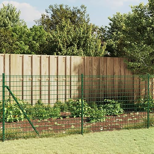 Recinzione per il giardino, recinzione in rete metallica con flangia a pavimento, verde, 0,8 x 25 m, per cortile, terrazza, aiuola