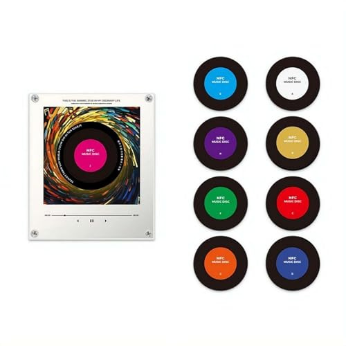 Magneti da frigorifero retrò in vinile, 9 dischi musicali NFC programmabili, magnete per frigorifero con luce LED, lettore audio magnetico per la decorazione della casa e della cucina