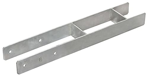 Set di 6 supporti per pali ad H, 10 x 6 x 60 cm, in acciaio zincato a caldo, manicotto da terra per recinzione da giardino, fissaggio a pali