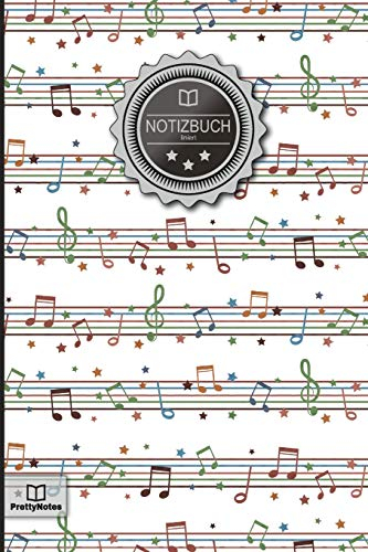 Notizbuch: Muster mit Noten • DIN A5, Liniert, 120+ Seiten, Taschenbuch / Soft Cover, mit Inhaltsverzeichnis zum selbst gestalten • Perfekt als ... Notizheft, Journal, Tagebuch, Schreibblock