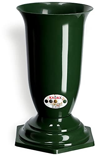 KADAX Gravvas, vas av plast, blomvas, plastvas för blommor, väderbeständig kyrkogårdsvas, frostsäker plug-vas för graven, väderbeständiga gravsmycken (15 cm, grön)