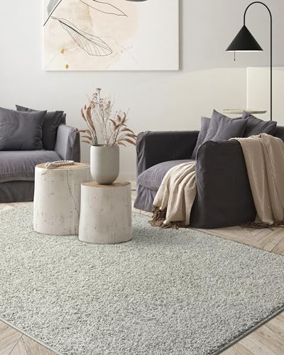 the carpet Foxy Shaggy Teppich - Hochflor Teppich Wohnzimmer & Schlafzimmer Rund - Waschbar & rutschfest - Grau 120 x 120 cm