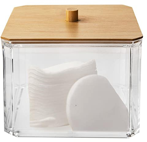 orion group Behälter für Kosmetikpads Wattepad-Spender Wattepads-Box Wattepads-Halter Wattepads Aufbewahrung Wattepads-Spender mit Bambusdeckel