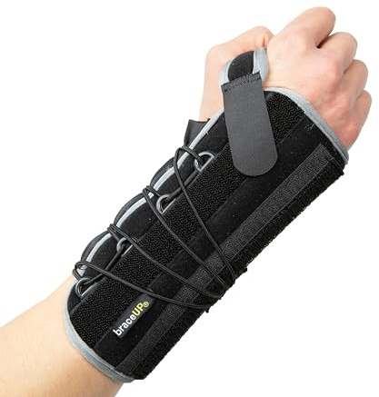 BraceUP Quick Wrap Handledsbandage – Stöd för Karpaltunnel, Tendinit och Artrit, Justerbart Hand- och Handledsstöd för Män och Kvinnor (Svart, En_storlek, Vänster hand)