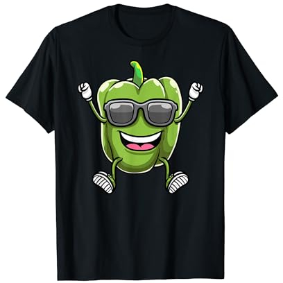 Dancing Green Bell Pepper With Sunglasses Capsicum Vegetable T-Shirt