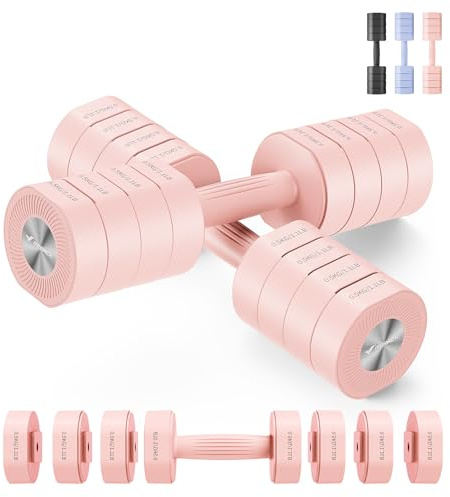 MERACH Manubri Regolabili, Set di 2 Manubri Palestra Casa, Pesi Palestra Casa 4 in 1, 1-4KG, Dumbbells per Allenamento della Forza, Fitness per Uomini/Donne, Rosa
