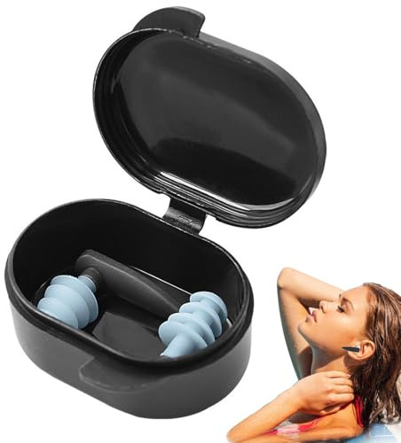 Tapones para los oídos de natación de silicona, diseño impermeable de 4 capas, cómodos tapones para los oídos para adultos, para ducharse, nadar, bañarse, surfear y otros