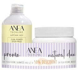 Anea Techline | PACK DUO CHAMPU + MASCARILLA NATURAL POTENCIADOR DEL RIZO, STOP FRIZZ, APTO PARA MÉTODO CURLY