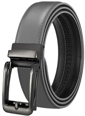LfearTesa Cintura In Pelle Da Uomo Con Fibbia Automatica Da 3,1 Cm Di Larghezza. Cintura Da Uomo,grigio,110