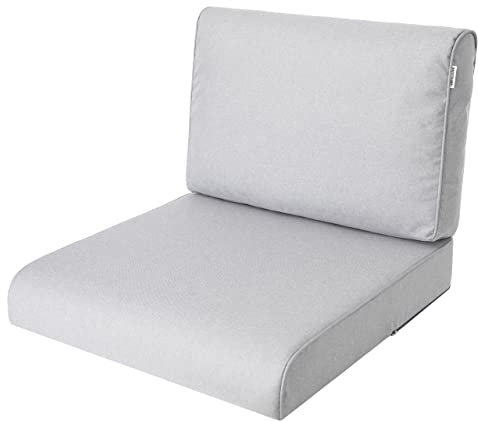 Bjird Sitzkissen 50x50 cm für Rattanmöbel – Sessel & Stühle – 2-teilig (Sitz + Rückenlehne) – Indoor & Outdoor – Wasserabweisend – Anti-Rutsch – Oeko-TEX - Asche