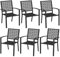 Yaheetech Set of 6 Outdoor Dining Chairs with Armrests and Metal Frame, Stackable Heavy-Duty Steel Bistro Chairs Modern Design for All Weather Garden, Lawn and Yard