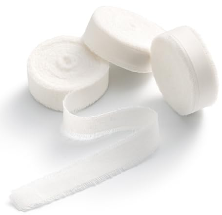 AOKSUNOVA Baumwollband Stoffband Stoffbänder Schleifenband Baumwolle Geschenkband Weiß