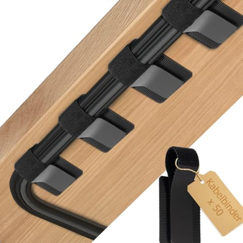 BESPOTCL 50 Stück Kabelmanagement Schreibtisch, Selbstklebende Kabelhalter, Verstellbare Klettband Kabelbinder, Wiederverwendbare Kabelclips, Ultra-Haftung Kabelorganizer für Büro, Zuhause, Elektronik