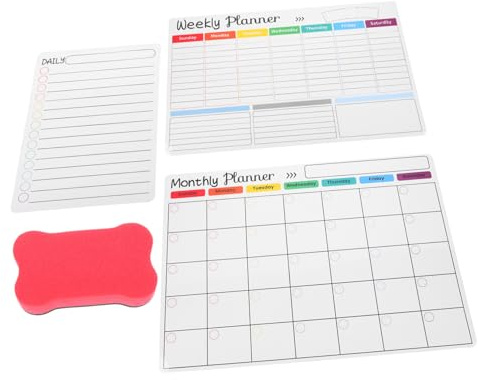 DIKACA Pizarra Blanca Magnética para Escritorio con Planificador Diario Tablero de Notas Borrable Organizador de para Mesa