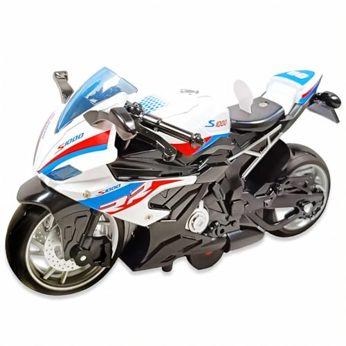 APPCRFM Alloy Motorbike Toy Colorful Lights and Pleasant Sound Motorbike Model Pull-Back Vehicle Toys For Child Intellectual Toy Gift Motorcycle Collection Gift Racing Model Decoration (White)