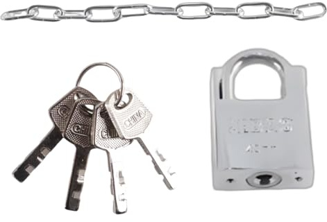 Durlo Candado y cadena de 50 cm, eslabón de aleación de zinc y hierro, candado de cadena de alta seguridad para motocicleta, bicicleta, scooter y puertas, protección antirrobo, 2 piezas