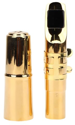 SUNGOOYUE Embout de Saxophone Ténor, Embout de Saxophone en Laiton et Métal avec Capuchon et Ligature pour un Son Riche, Design de Déflecteur Professionnel et Débutant 5# pour le Jazz et la Musique