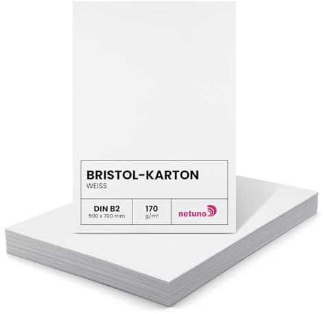 Netuno 25x papier cartonné blanc B2 500 x 700 mm 170g feuille cartonnée épais papier bristol imprimante pour affiche bricolage dessin scrapbooking DIY faire-parts cartes de visite cartes d’invitation