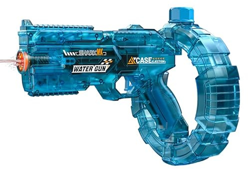 Pistola de agua eléctrica para niños, pistola de agua eléctrica totalmente automática con alcance de 8-10 m, juguete de agua con batería recargable de 500 cc con succión automática, fiestas en la