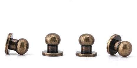 Walfront 20Pcs Bouton Rond de Rivet, Clou de Cuivre de Tête Ronde en Laiton pour Sac Sangle de Courroie en Cuir de DIY Bronze 8 * 6mm