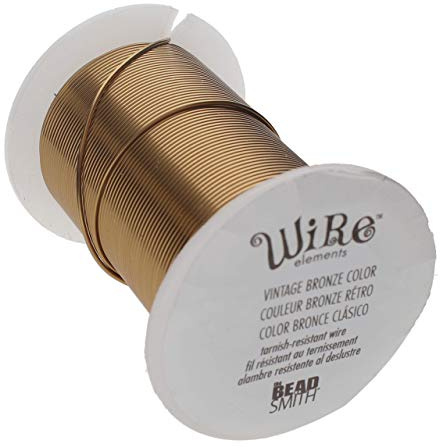 The Beadsmith Wire Elements 22-Gauge Lacquered Tarnish-Resistant Copper Wire for Jewelry Making, 20 Yard, 18.29 Meter Spool (Vintage Bronze Color)