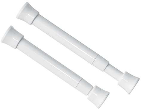 KXLife 2 Pack Smallest Spring Tension Curtain Rod for Narrow Window, Cupboard Dividers (White, 5 to 7.5 Inch)