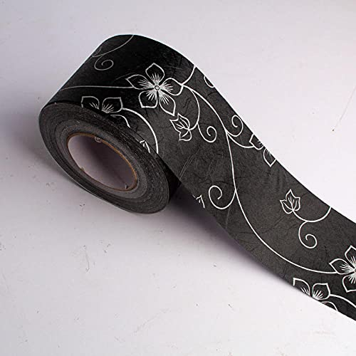 Dostear BordüRe Selbstklebend Kinderzimmer Tapeten Wohnzimmer Wanddeko Badezimmer 3d Fliesenaufkleber Wandleisten Schwarze und weiße Blumen 15 X 500cm