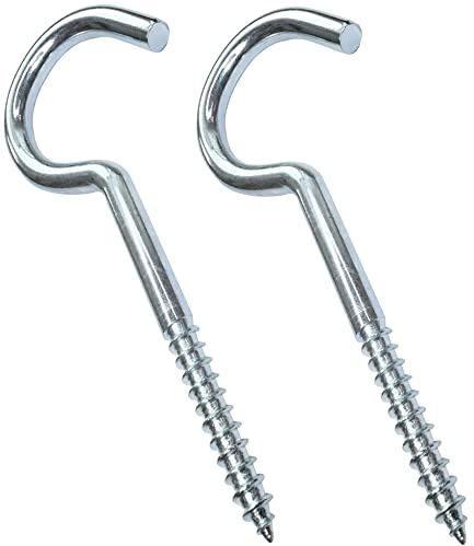 Aerzetix – C47877 – set med 2 – träskruvskrokar – Ø 6,8 x 120 mm – galvaniserat stål – gör-det-själv – längd utan krok 77 mm