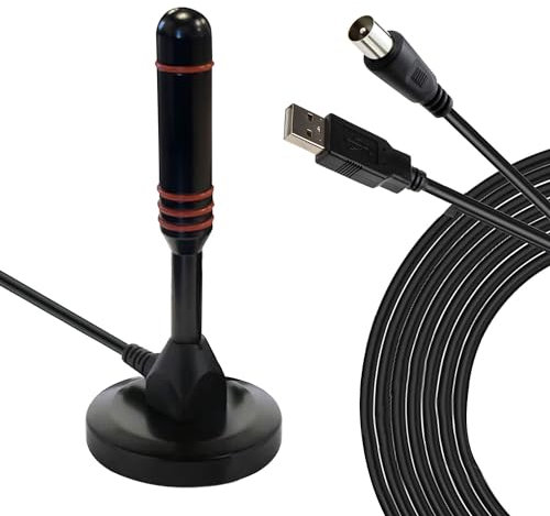 HD-Line & Leyf HD-990T Antenne TV İntérieur Puissante, High Gain VHF-UVF-FM DVB-T2 Décodeur TNT HD Terrestre/Antenne à Base magnétique Portable pour Une réception puissante du Signal TV, 3m Câble