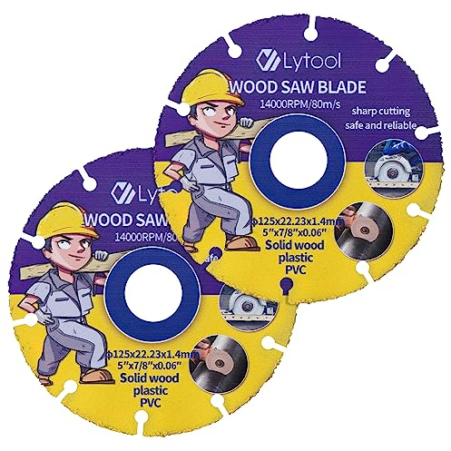 2 Stück Trennscheiben für Holz, Lytool 125 mm, Expert Carbide Trennscheiben für Winkelschleifer, zum Schneiden von Holz, Kunststoff, PVC, Gipskarton, Nägeln