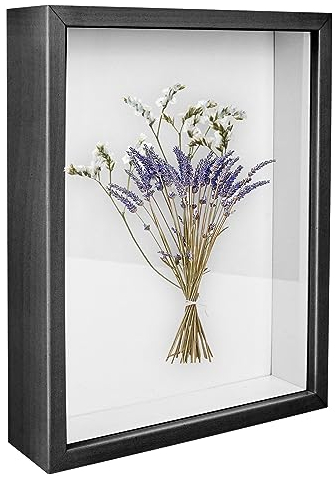 Cadre photo 27 x 22 cm Cadre photo en bois profond pour remplir 3D cadre photo profond avec vitre en verre pour mur ou bureau, souvenirs familiaux (cadre intérieur 24,5 x 19,5 cm)