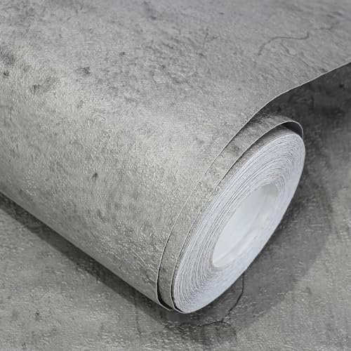 WADILE Papier Peint Autocollant Effet Béton – Papier Peint Adhésif Mural Style Industriel, Imitation Ciment en Tissu Texturé, pour Cuisine, Salon, Meuble, DIY Facile, gris clair, 40cm x 900cm