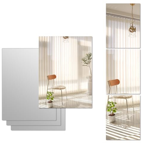 Abyssaly 1 piastrella a specchio autoadesiva per bagno, grandi specchi adesivi per pareti quadrate, spessore 2 mm, adesivi a specchio in acrilico per parete soggiorno (40 x 30 cm)