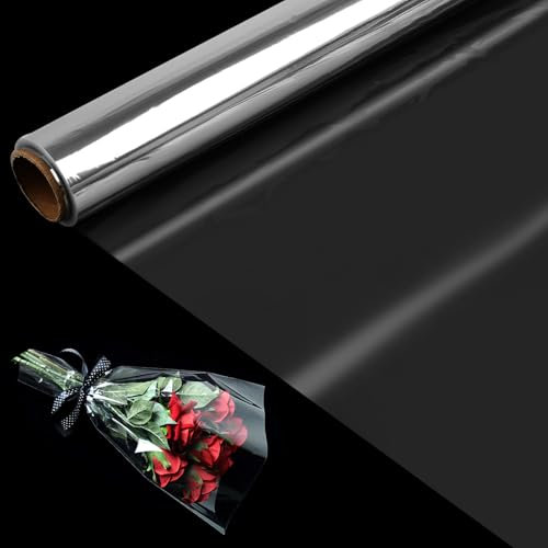 Geschenkfolie Transparent, 40CM x 30M Cellophanfolie, Zellophanfolie, Folie Geschenkpapier Transparent, Klare Verpackungspapier für Blumen Kekse Geschenkkörbe Weihnachten Valentinstag