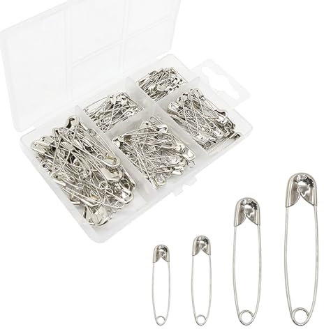 NXPUXP 150-teiliges Sicherheitsnadel-Set,4 Größen Silber Haltbar Sicherheitsnadeln,Haltbar Sicherheitsnadeln für Kleidung Kunsthandwerk Nähen