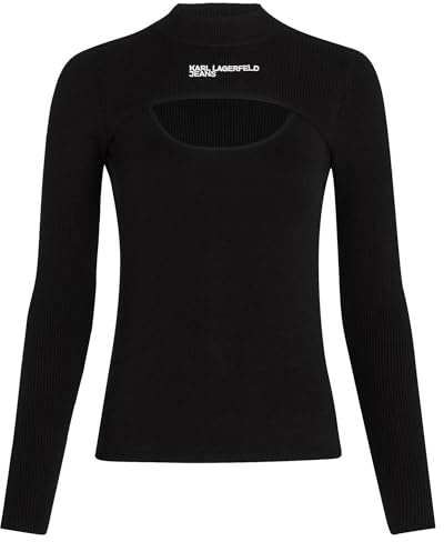 KARL LAGERFELD JEANS, Donna, Maglione A Collo Alto Con Taglio, Vestibilità Slim, Nero, S