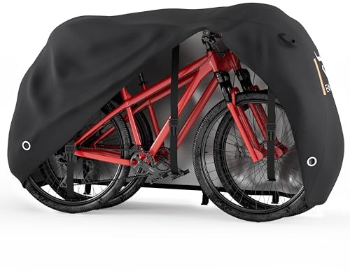 EVERBUL Bike Cover for 2 or 3 Bikes 87'' L x 47'' W x 47'' H, Outdoor Waterproof Bicycle Covers with Lock Hole, 420D Heavy Duty Fabric Rain Sun UV Dust Wind Proof for Mountain, Road Bike, EBike