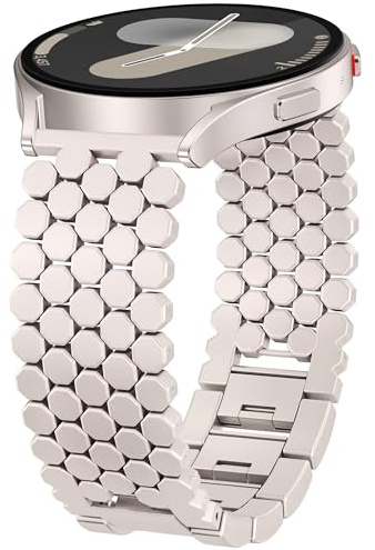 Minyee Kompatibel med Samsung Galaxy Watch 7 6 5 4 FE 40 mm 44 mm/klocka 6 klassisk 43 mm 47 mm/klocka 5 Pro 45 mm band för kvinnor, 20 mm klädd metall guldkedja vaxkaka lyxig elegant länkarmband rem