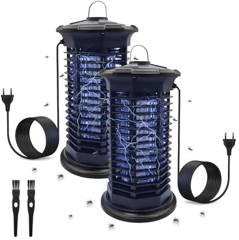 LED ATOMANT Pack 2X Lampara Antimosquitos Electrica 11W, 1000V Alta Tension, UVA, Cobertura 35m², Rejilla Segura, Interruptor, Colgable, Bandeja Limpieza y Pincel, Mata Mosquitos Interior/Exterior