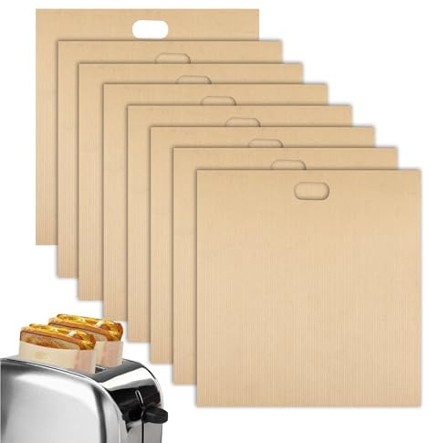 8PCS Toaster Bags Reusable Nonstick - Large Toastie Bags for Grilled Cheese, Panini, Pizza – BPA-Free Heat-Resistant Sandwich Bags for Toaster, Oven, Microwave, Grill