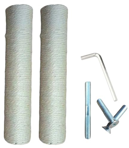 2 Pezzi Tiragraffi Gatti M8 Ricambio, Parti Ricarica Tiragraffi Gatti Tiragraffi In Corda Canapa Con Viti for Gattini Interno Gatti Grandi Dimensioni(Sisal,7.1x40cm)
