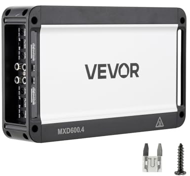 VEVOR Amplificateur Audio Voiture, Ampli de Puissance à 4 Canaux Pontables pour Subwoofer, Classe D à Gamme Complète, Amplificateur Multicanal Stéréo Max. 4x420 W sous 4 ohms/4x600 W sous 2 ohms