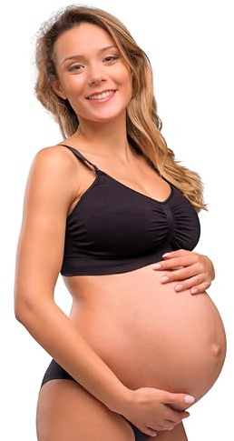 Carriwell Sujetador de Lactancia y Maternidad sin Costuras con Copas Acolchadas | Sin Aros | Sujeción y Forma Natural | Transpirable, Suave y Flexible | con Alargador de Sujetador | L